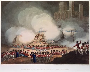 Assaut de Montevideo, 3 février 1807, gravée par Thomas Sutherland (né vers 1785)